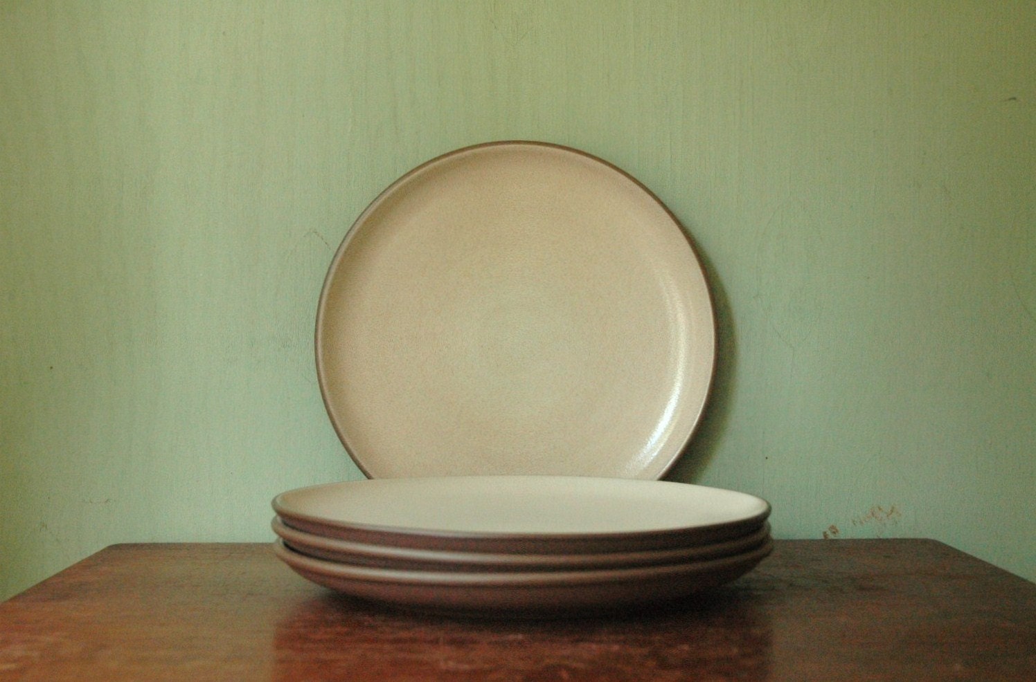 Heath Ceramics Coupe Dinner Plate Set In Nutmeg And Sandalwood - Set of 4 Mid Century Heath Large Plates