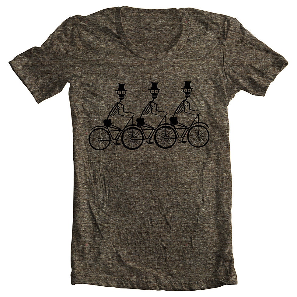 Unisex T Shirt Three Skeleton Bikers American Apparel XS, S, M, L, XL 9 COLORS