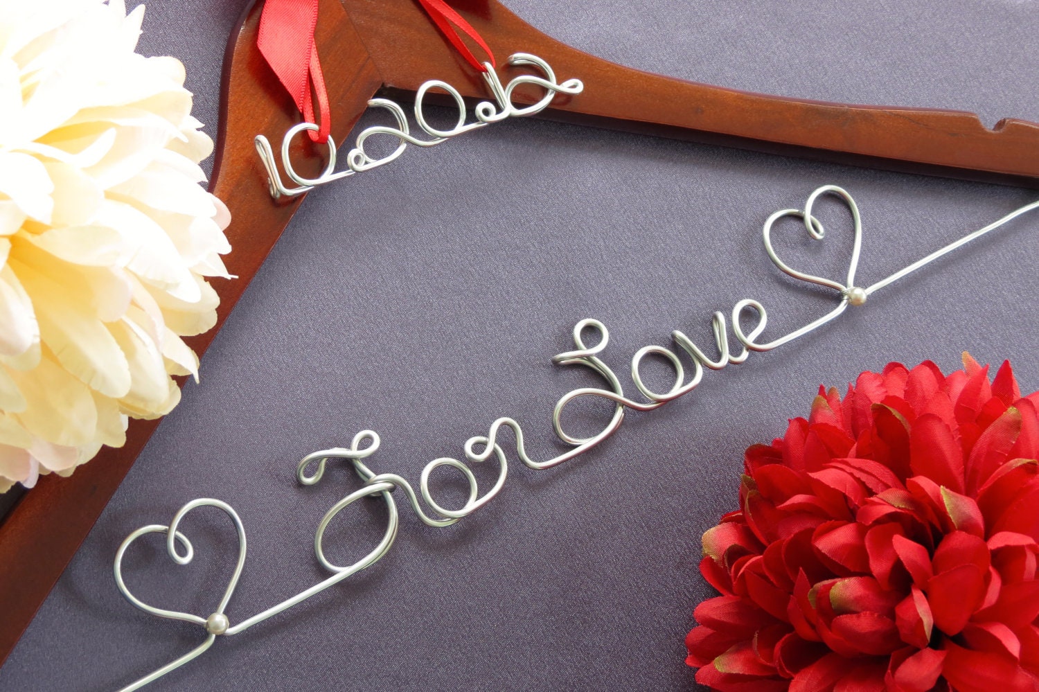 SALE Custom Wedding Hanger with Date Charm, Wedding Date Hanger, Wedding Gift, Dress Hanger