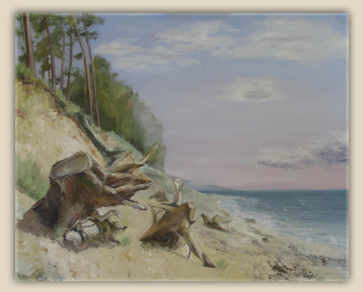30x40, Seaside Original painting of Latvia Baltic sea, canvas art oil painting