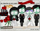 Zombie Wedding, Emo, zombies in love  colored clip art,  for card making and scrapbooking