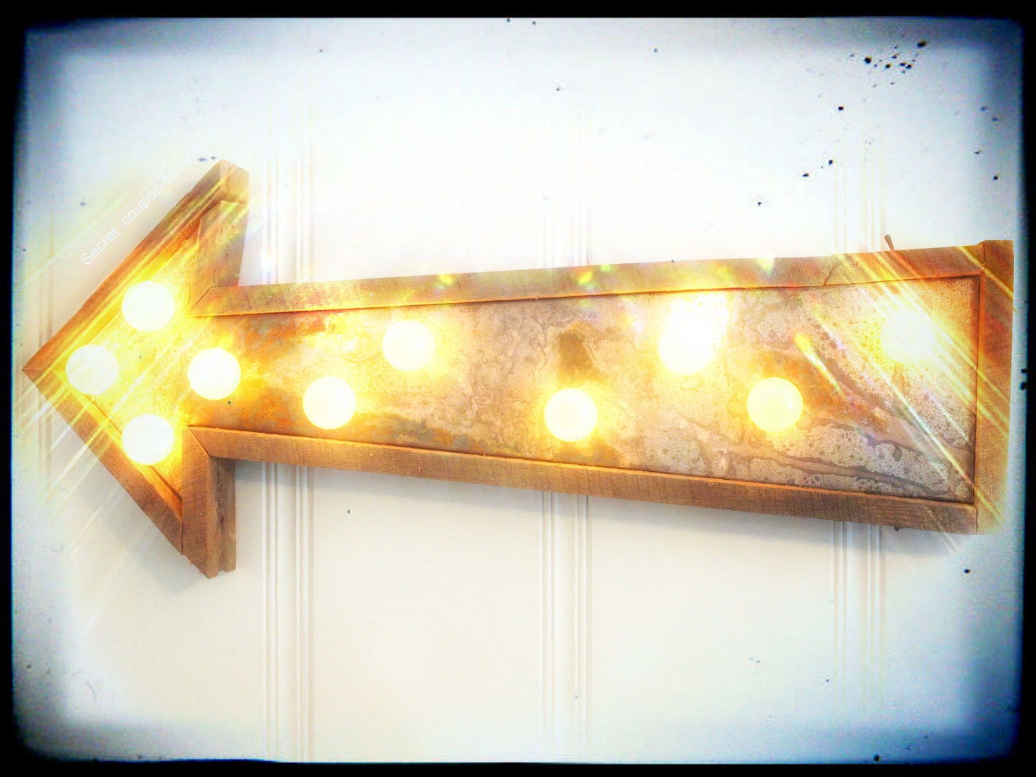 On sale vintage electric arrow barn wood and  industrial metal