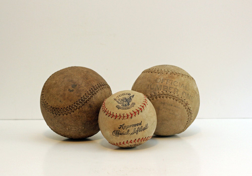 Vintage Softballs / Instant Collection of 3 by BabeAndSnooks