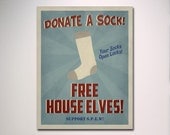 SPEW Free House Elves Propaganda Poster in Blue / Wall Art / Vintage Art / Harry Potter