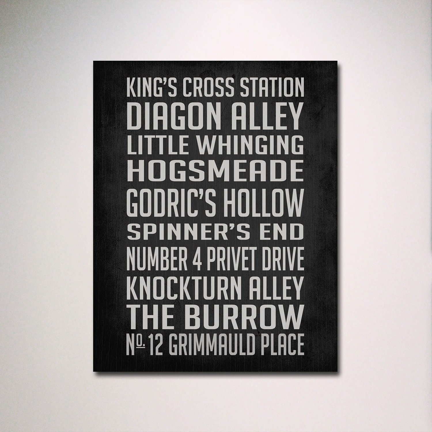 Harry Potter Subway Sign 24" x 36" Poster / Wall Art / Typography Print