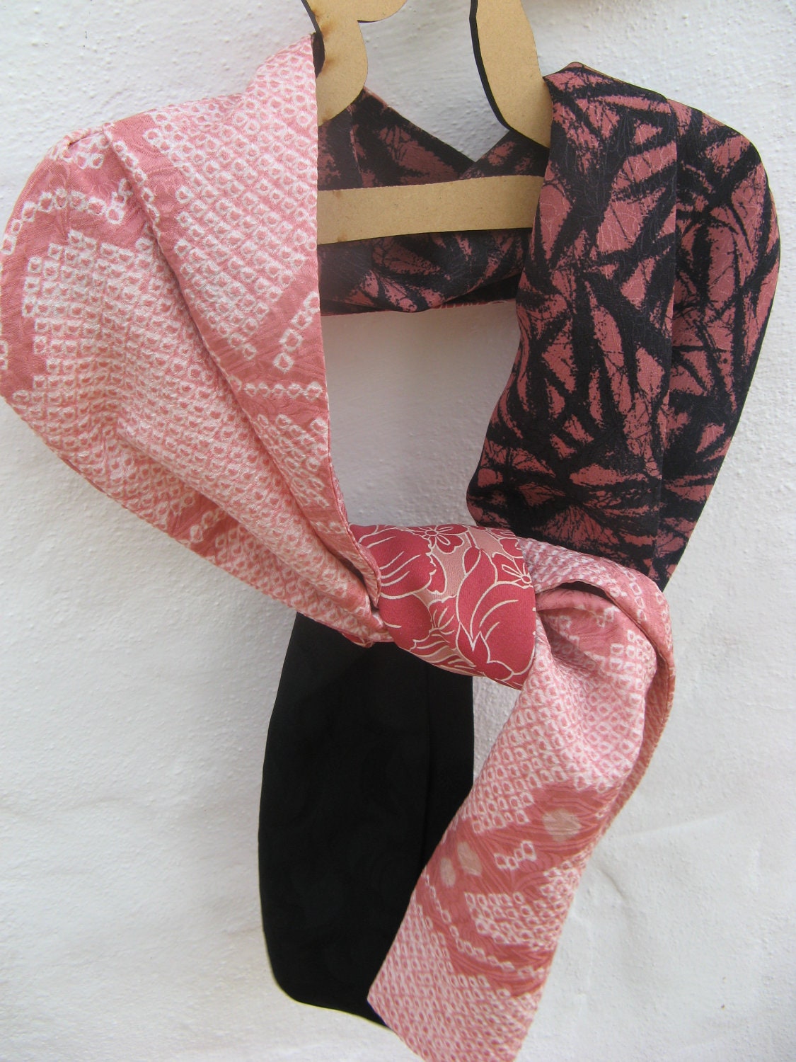 Handmade Kimono Silk Scarf, shades of pink, PERFECT GIFT