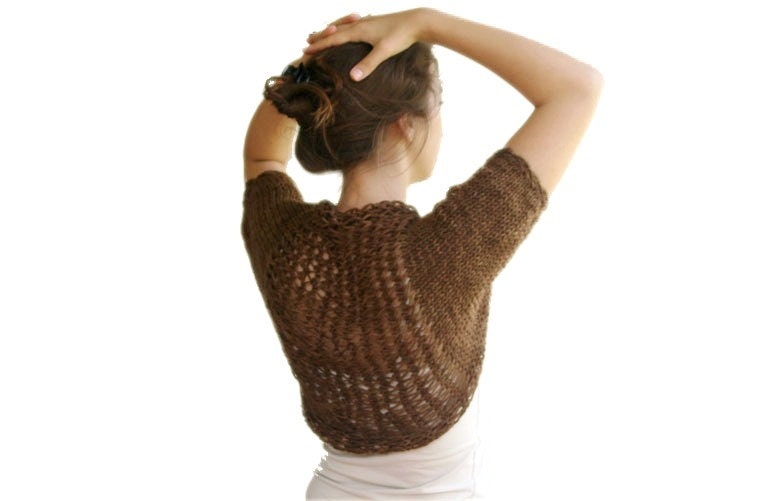 Chocolate Brown Shrug  -  Knit Bolero - Sweater - Vest -  Spring Fall Winter Fashion - Women Teens Accessories