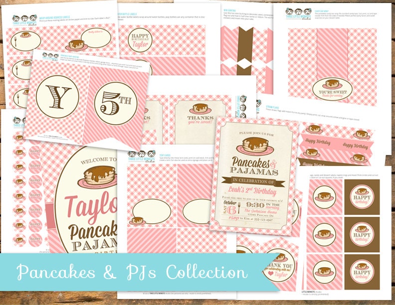 Pancakes & PJs Pajamas Party Pack - Invitation plus 17 items Il_170x135