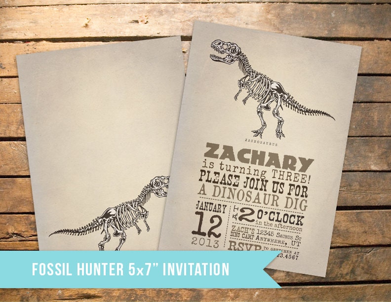 Vintage Dinosaur Fossil Hunter Invitation Il_170x135