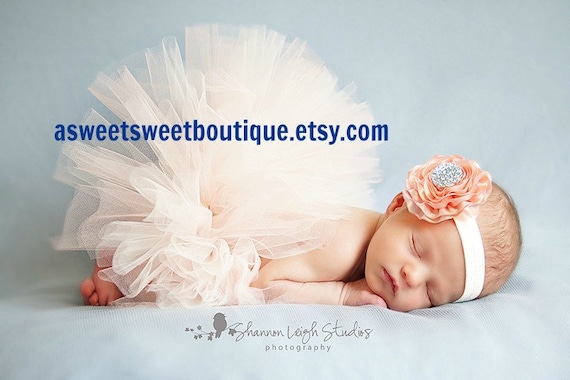 Newborn Tutu Baby Tutu Sweet Peaches And Cream Tutu Set Newborn Tutu Set With Matching Vintage Headband Stunning Newborn Tutu Photo Prop