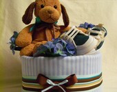 Baby Boy one tier blanket Diaper Cake - an adorable baby shower gift, made to order