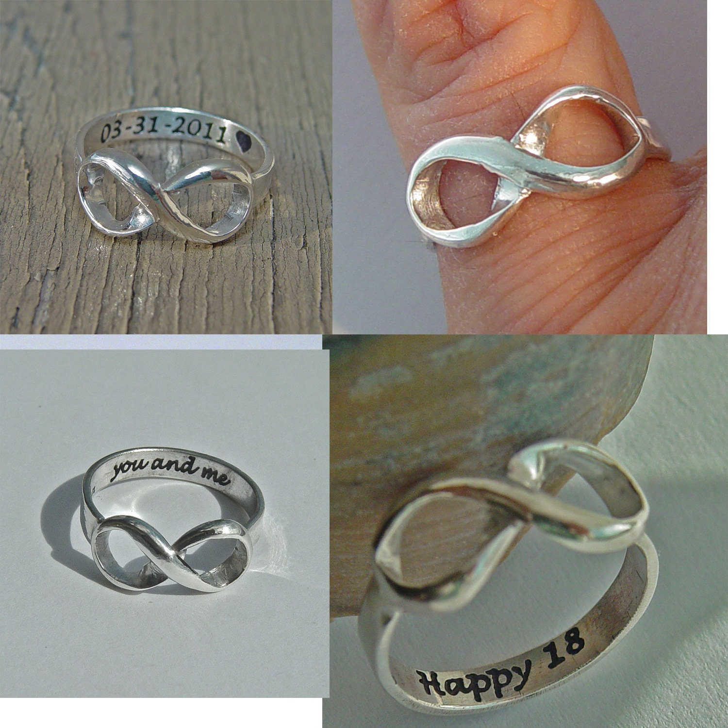 Infinity ring, Best Friend Ring, Sisters Ring, couples ring, custom message sterling silver engraved I LOVE YOU