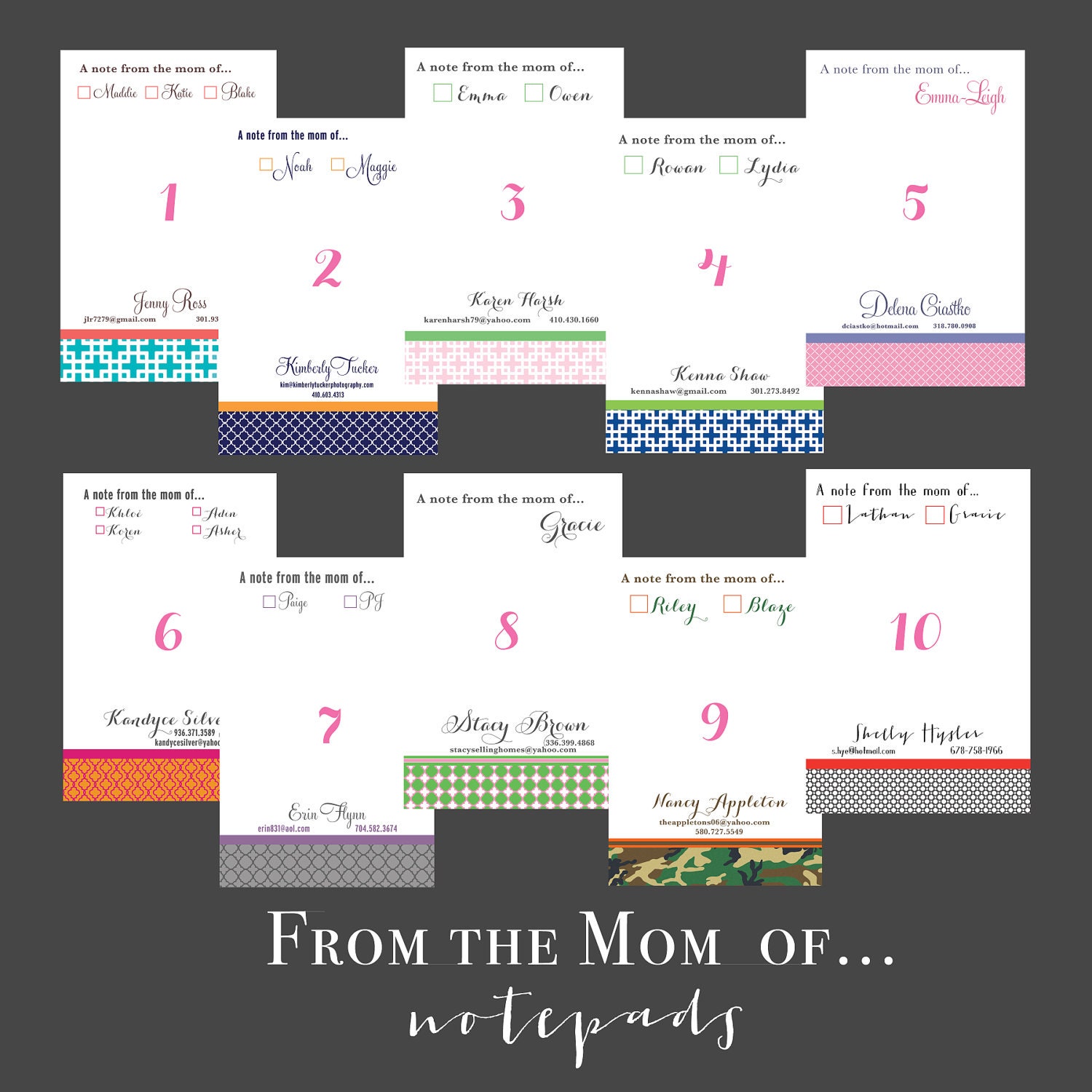 Personalized MOM NOTEPADS, A note from Mom - printed pads by Libby Lane Press
