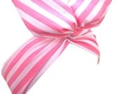 Candy Pink & White Stripe  wire ROCKABILLY Headband Pin up Hair Wrap