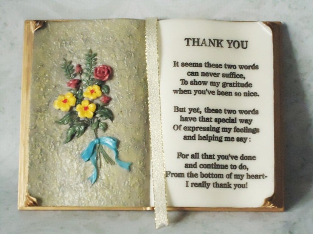Thank You Plaque - Thank You Gift - Thank You Poem - Vintage Wall or Desk Decor