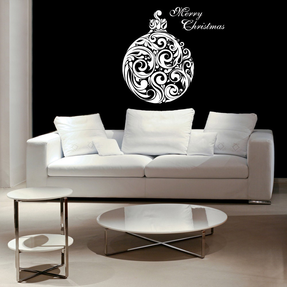 Merry Christmas, Victorian Ornament - Decal, Sticker, Vinyl, Holiday, Home, Wall Decor