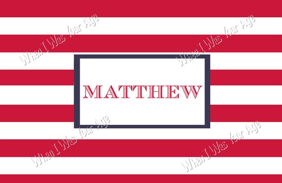 Red and White Stripe Personalized Placemat Il_570xn
