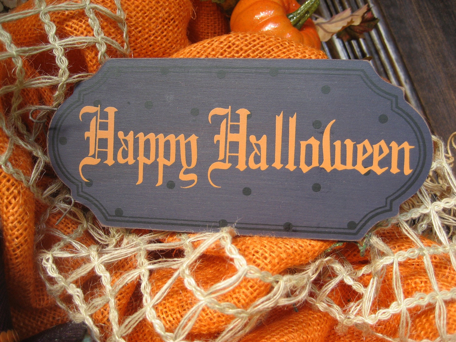 Natural ORANGE BURLAP HALLOWEEN Wreath