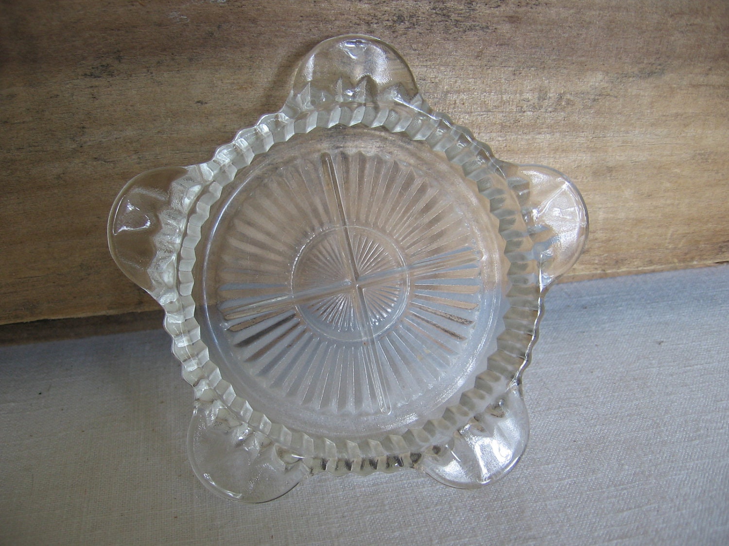 Vintage Queen Mary Depression Glass Coaster or Ashtray Clear Glass