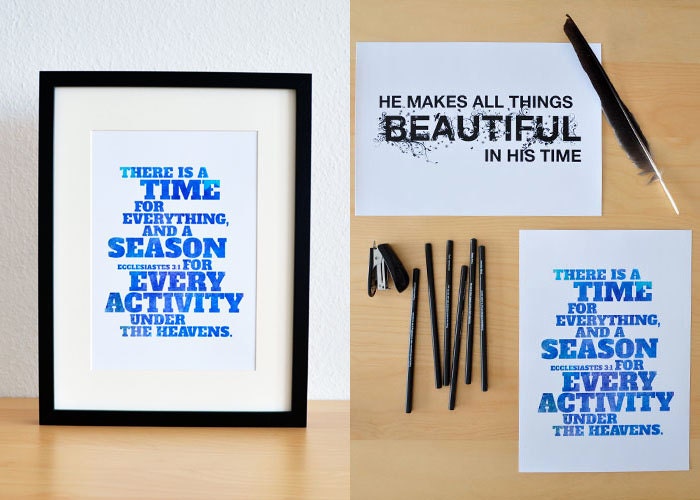 Time and Season. 8x10. Christian Poster Print. Bible Verse.
