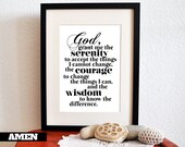 Printable Typography.Serenity Prayer. 8x10. DIY. PDF. Christian.