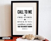 Jeremiah 33:3. Wondrous Secrets. 8x10. PDF. DIY Printable Christian Scripture Poster. Bible Verse.