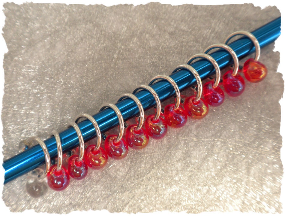 Fringe (red) stitch markers
