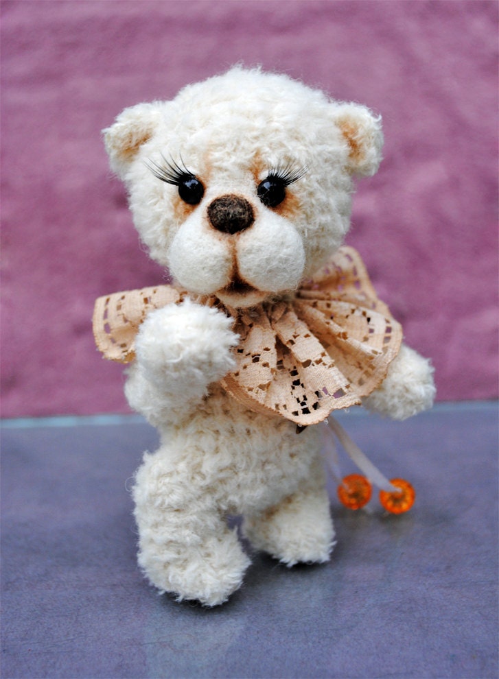 OOAK collectible teddy bear Kit. Miniature original crocheted artist. Christmas gift