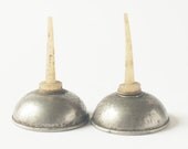 Soviet sewing machine oil cans - metal oil cans - grey rust tone cans