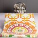 Modern Orange and Green Table Runner, Reversible Table Runner, Tablecloth 60 inch long
