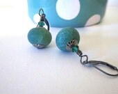 Fire Agate Earrings - Teal