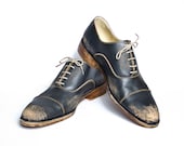 vintage inspired 1920s black beat up bespoke shoes for men  FREE WORLDWIDE SHIPPING - goodbyefolk