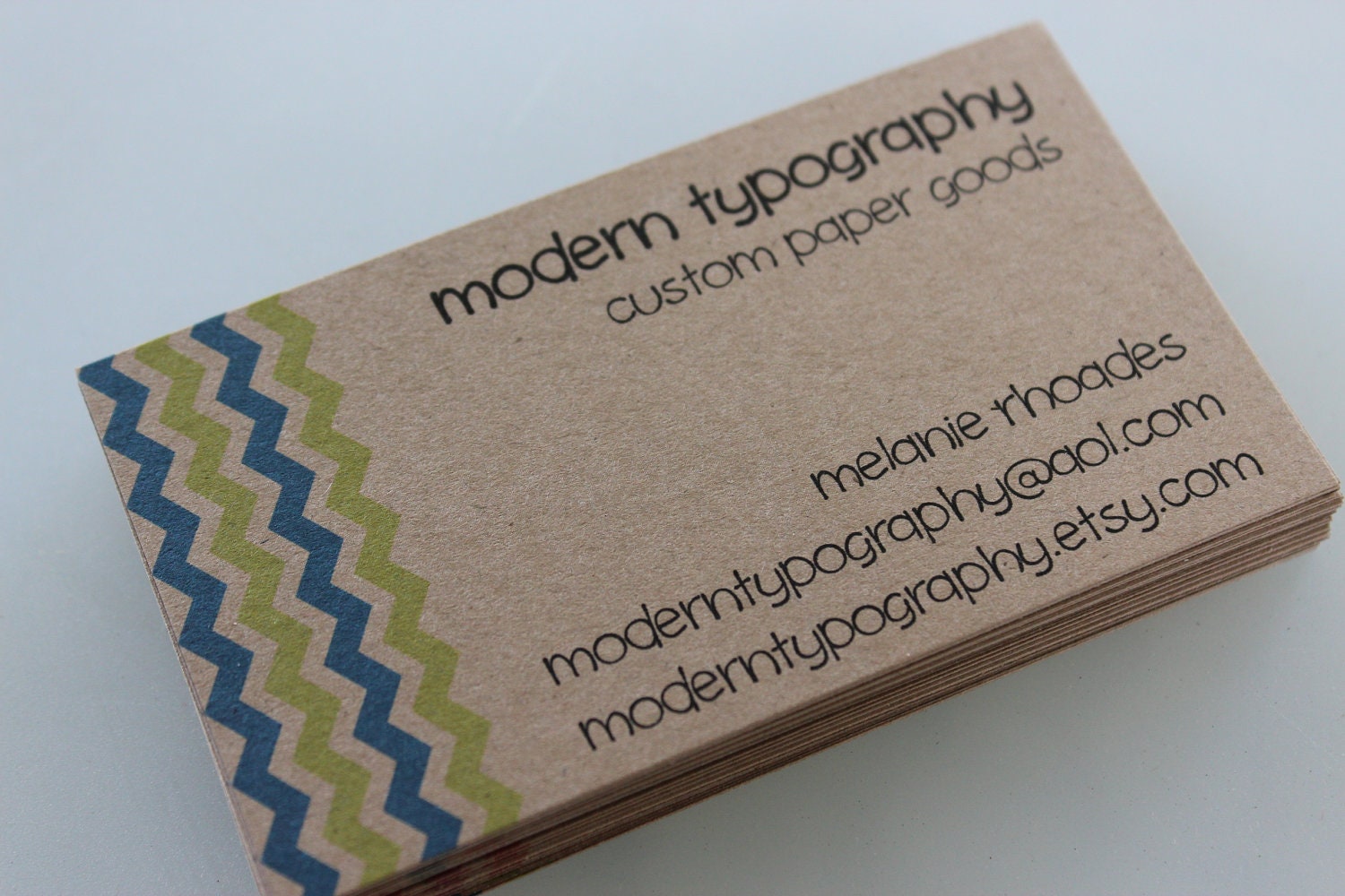 Chevron Kraft Brown Business Cards with Fall 2012 Pantone Bright Modern Colors - Set of 200 Il_570xn
