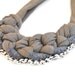 necklace grey jersey and yarn silver chunky chain crochet
