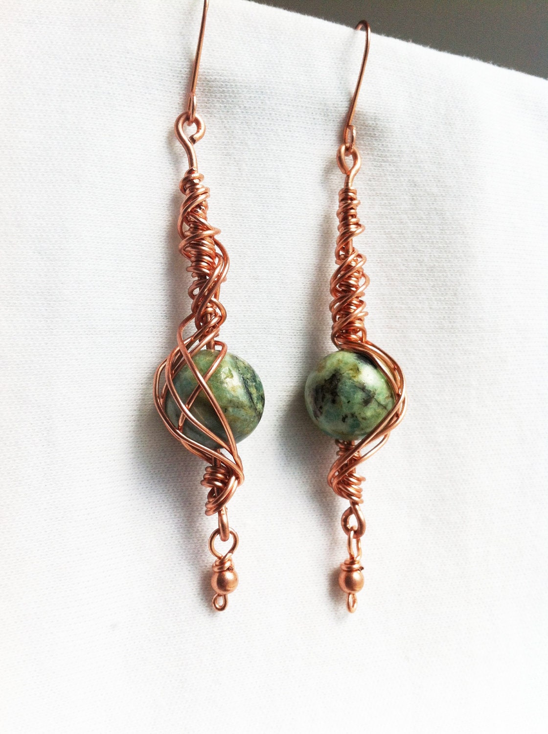 NEPTUNE'S SONG - Chrysocolla Copper Wrapped Earrings