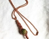 NEPTUNE'S SOLO - Chrysocolla Copper Wrapped Pendant Necklace