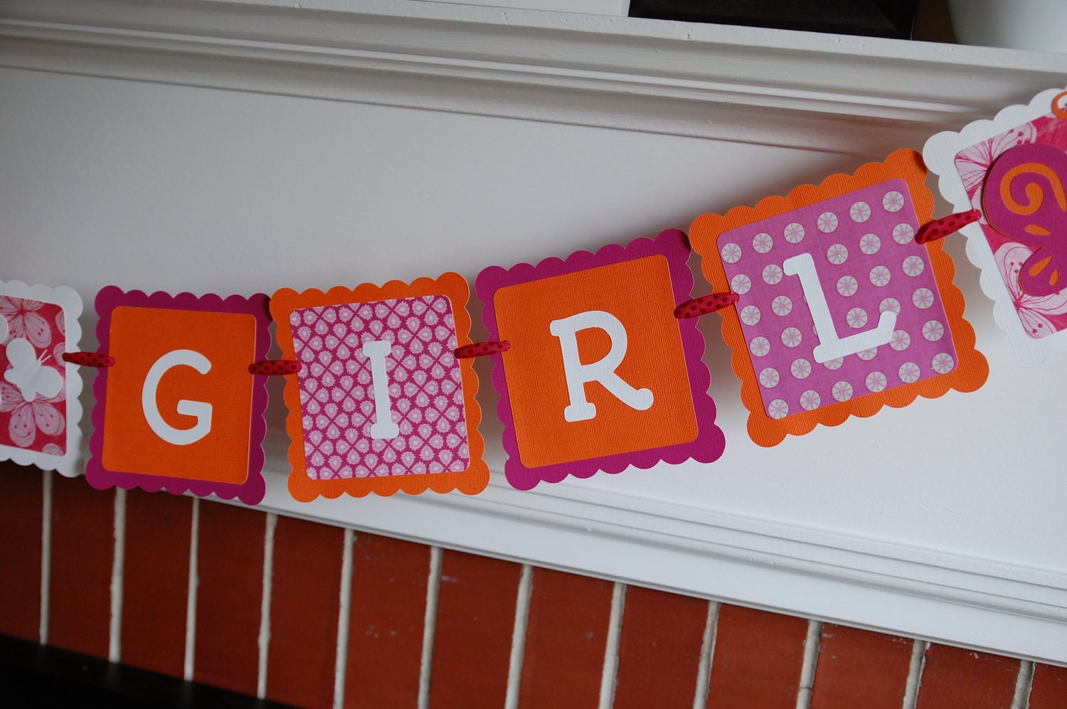 Butterfly It's a Girl Banner, Butterfly Baby Shower, Butterfly Theme, Orange and Hot Pink Il_170x135