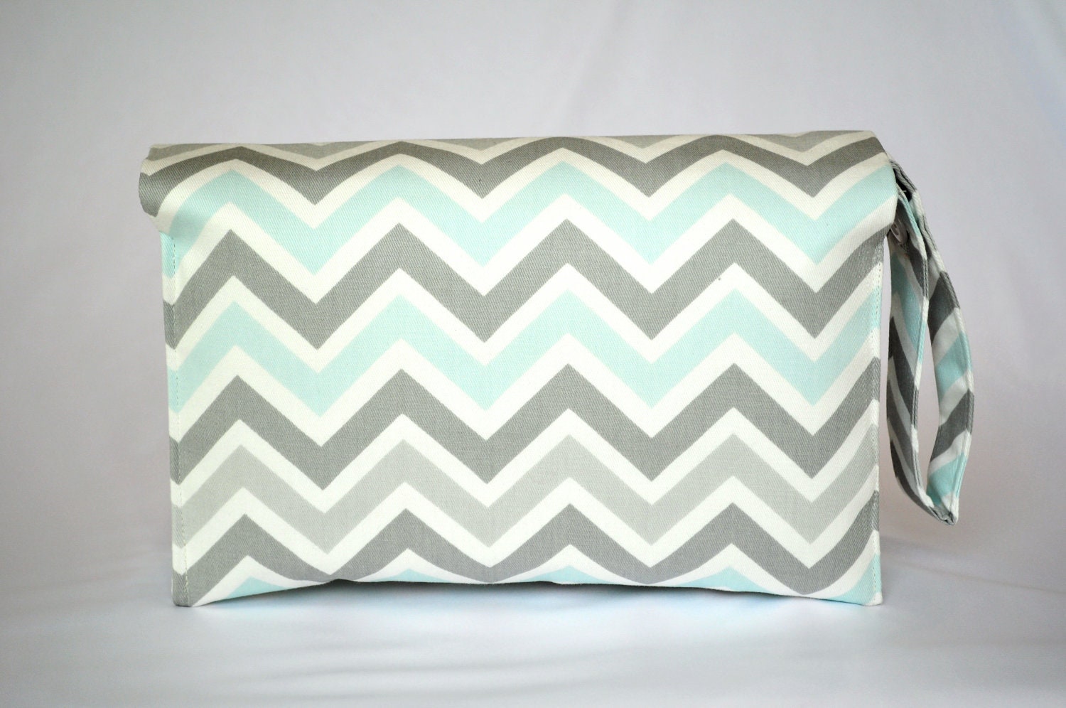 FREE SHIPPING Diaper Changing Clutch Wristlet LIMITED Edition Mist /Gray Chevron