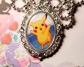 Pikachu Pokemon at the Beach Video Game Cameo Pendant Necklace