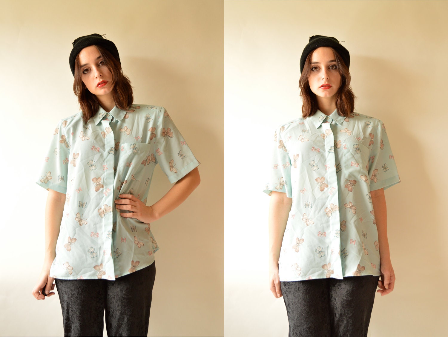 1990's Butterfly Patterned Blouse