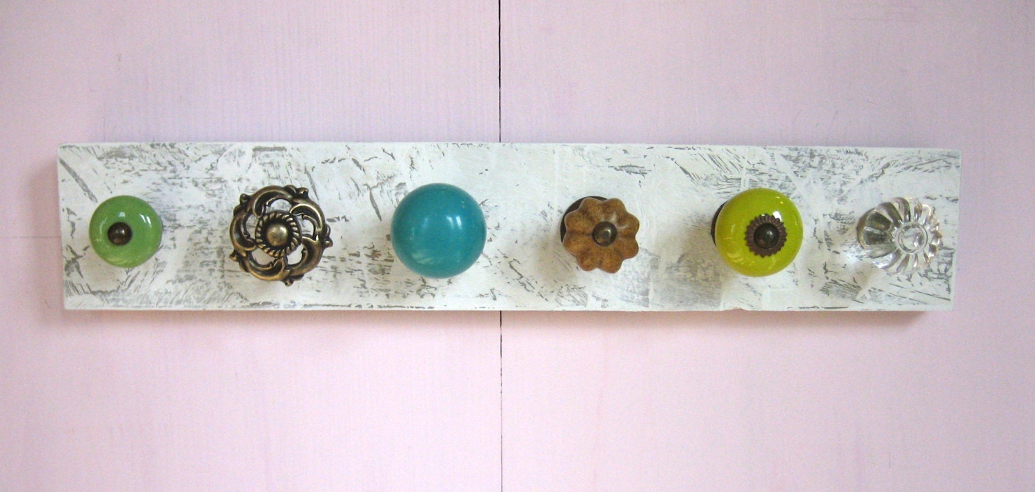 Necklace Holder with Blue and Green Knobs