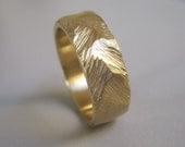 18k yellow gold wedding band, men's and woman's wedding band, Textured ring, 18k yellow gold bands, chunky ring, statment ring