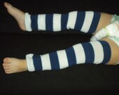 Navy Blue and White Striped Baby Legwarmers