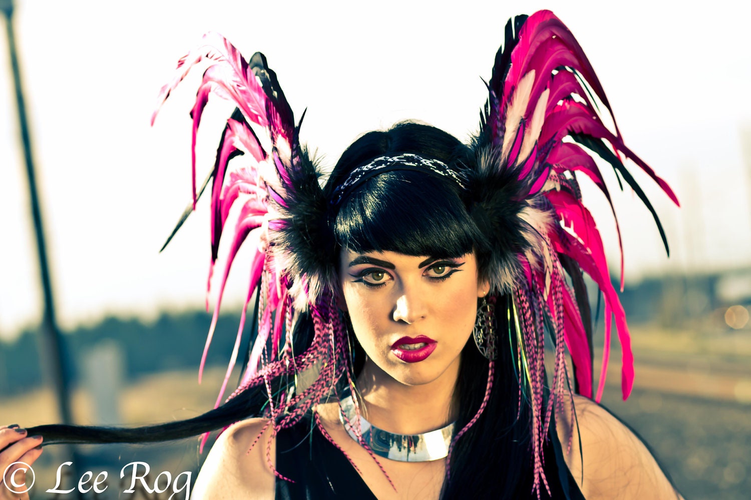 Electric Pink Feather Headdress