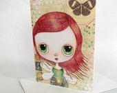 Fairy Greeting Card Note Card Emerald