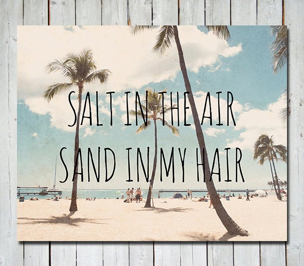 Beach Photography - Hawaii oahu waikiki - quote photograph - palm trees beach ocean photograph - 8X10 art print - nautical decor