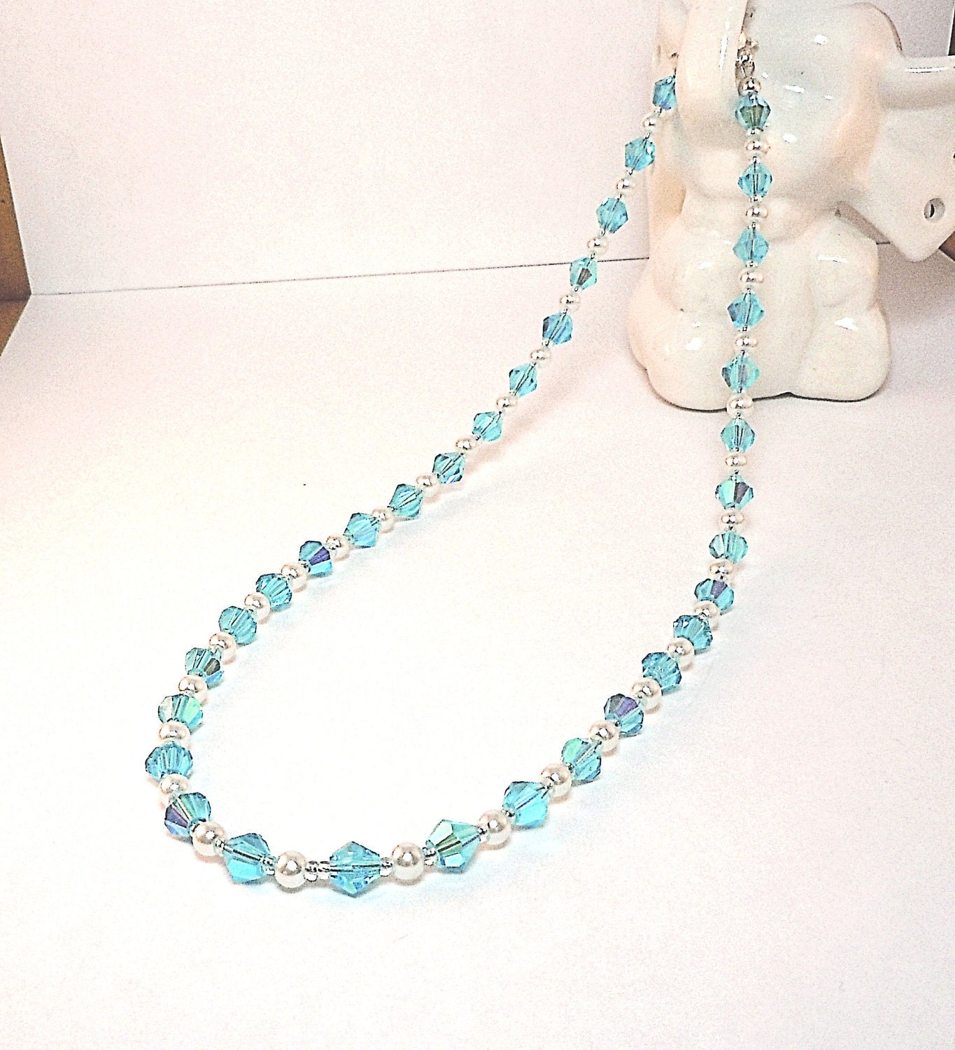 Crystal Necklace -  Pearl Necklace -  Crystal Necklace - Choker Necklace- Toggle Clasp