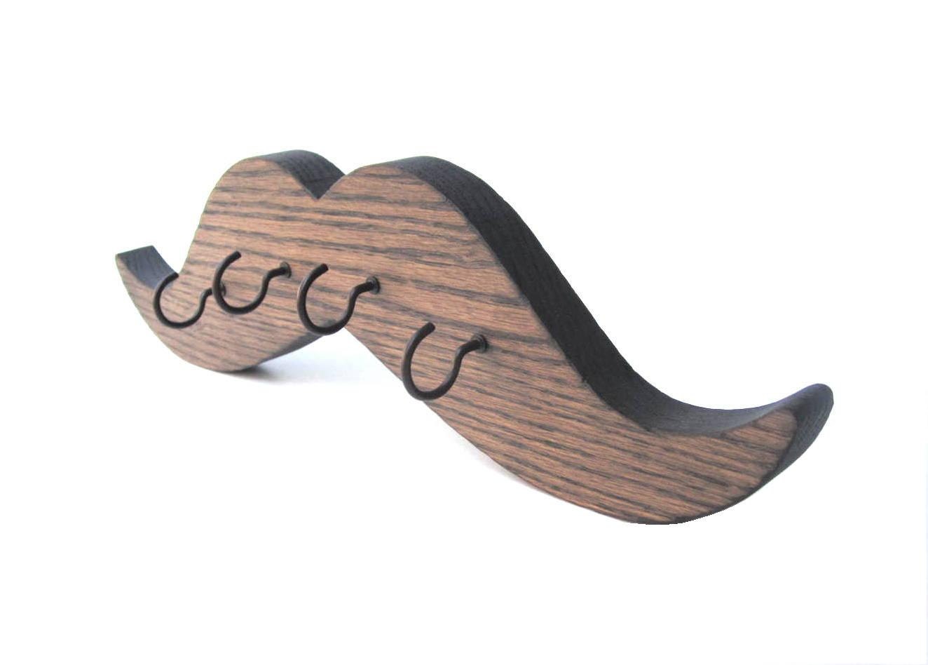 MUSTACHE KEY RACK / Wood Burned Edges