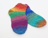 Hand knitted women wool Socks colorful striped autumn fashion red unisex Noro rainbow