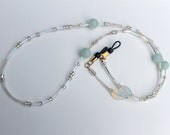 Beaded eyeglass chain holder, opalite and amazonite glass